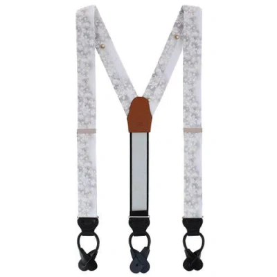 Trafalgar Jack's Frosty Winter Wonderland Silk Holiday Button End Suspenders In Silver