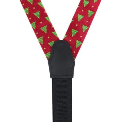 Trafalgar Big And Tall Oh Christmas Tree Novelty Silk Button End Suspenders In Red