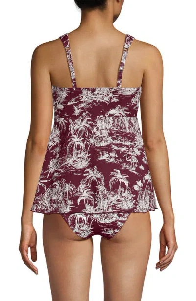 Lands' End D-cup Flutter Scoop Neck Tankini Top Comfort Adjustable Straps In Multi
