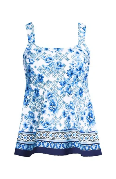 Lands' End D-cup Flutter Scoop Neck Tankini Top Comfort Adjustable Straps In Multi