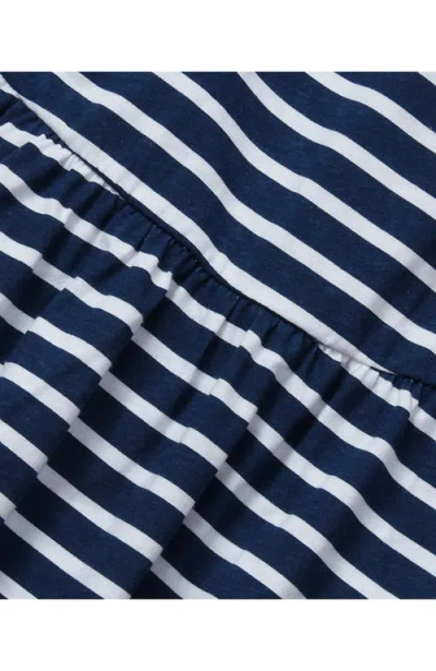 Lands' End Girls Long Sleeve Gathered Waist Jersey Dress In Blue