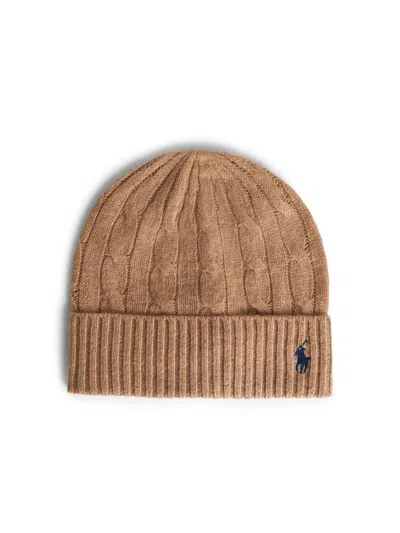 Polo Ralph Lauren Cable-knit Wool And Cashmere Beanie In Brown