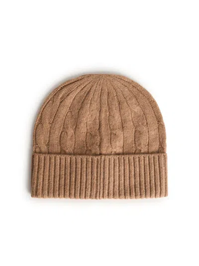Polo Ralph Lauren Cable-knit Wool And Cashmere Beanie In Brown
