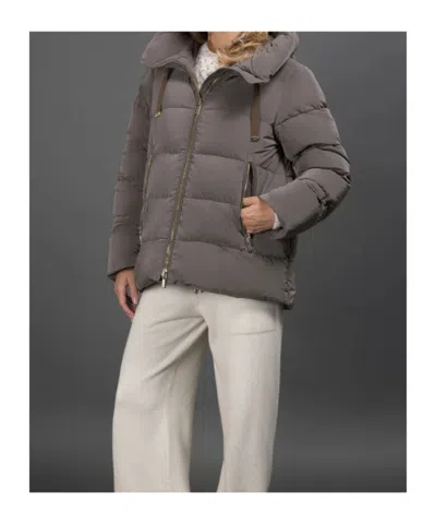 Moorer Trapezoidal Quilted Down Jacket With Transformative Design In Gray
