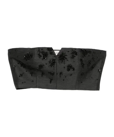 Alberta Ferretti Peserico Ebony Brown Virgin Wool Two-fabrics Dress In Black