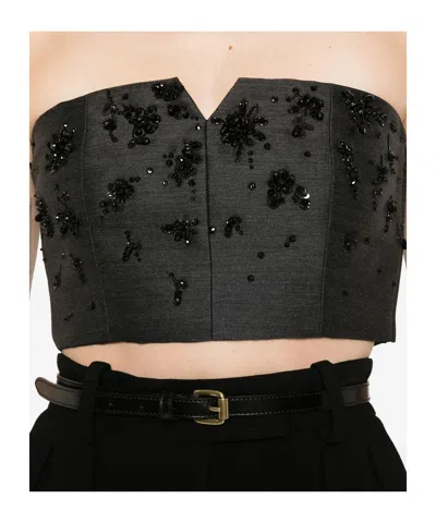 Alberta Ferretti Peserico Ebony Brown Virgin Wool Two-fabrics Dress In Black