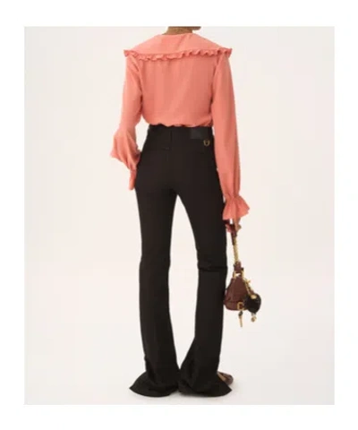 Chloé Bertha-collar Ruffle Button-down Silk Blouse In Pink