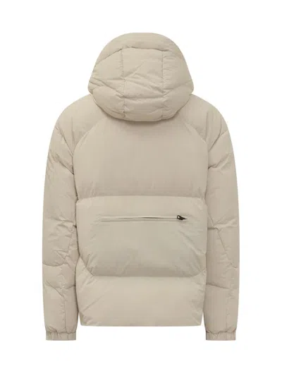 Jg1 Yves Salomon Beige Hooded Down Jacket In White