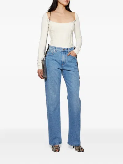 Mugler Boning-detai Long-sleeve Top In White