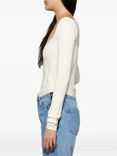 Mugler Boning-detai Long-sleeve Top In White