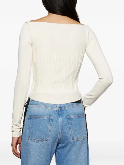 Mugler Boning-detai Long-sleeve Top In White