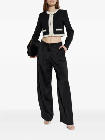 Loveshackfancy Ralphette Crystal Trim Colorblock Jacket In Black