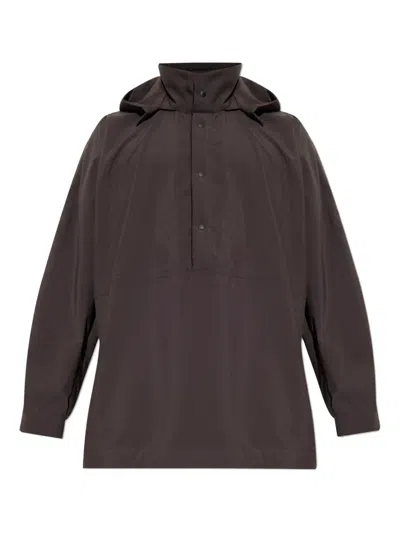 Issey Miyake Hooded Jacket In Brown