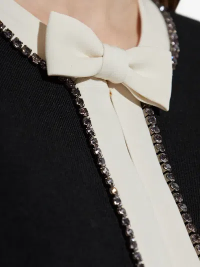 Loveshackfancy Ralphette Crystal Trim Colorblock Jacket In Black