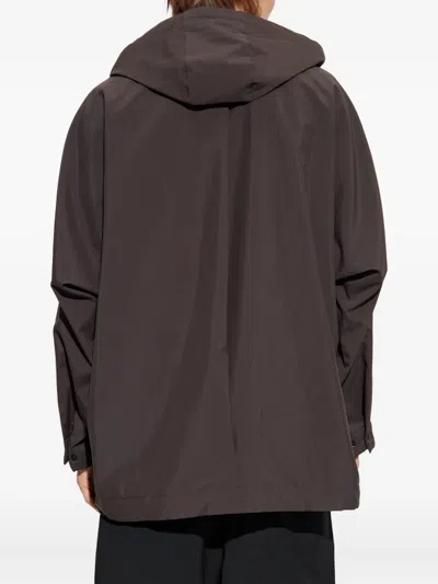 Issey Miyake Hooded Jacket In Brown