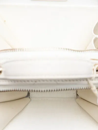 Pre-owned Chanel 2021 Quilted Caviar Handle With Care Round Vanity Case With Chain Satchel In White