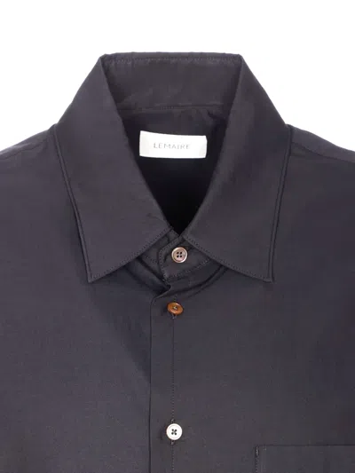 Lemaire Regular Fit Button-down Shirt Front Pocket In Gray