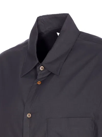 Lemaire Regular Fit Button-down Shirt Front Pocket In Gray
