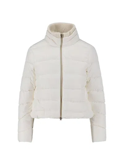 Herno Quilted Jacket With High Collar And Long Sleeves In White