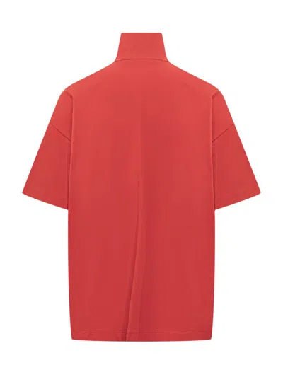 Msgm Short-sleeve T-shirt With Zip  In Red