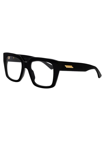 Bottega Veneta Black-black-transparent Recycled Acetate Glasses In Black