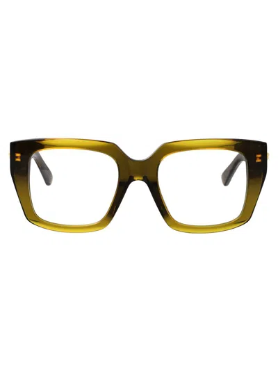 Bottega Veneta Green-green-transparent Recycled Acetate Glasses In Yellow