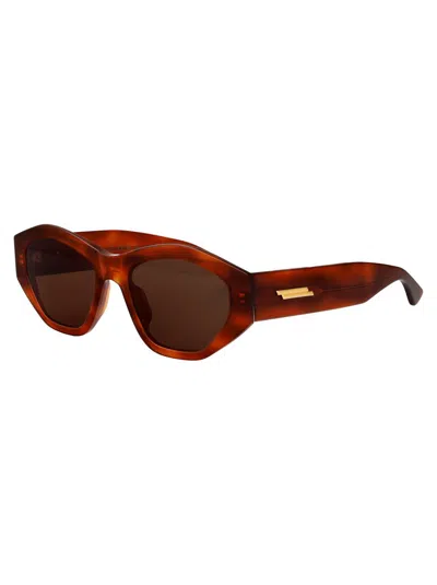 Bottega Veneta Havana-havana-brown Recycled Acetate Sunglasses In Brown