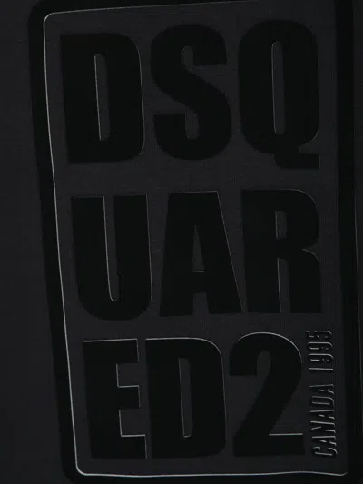 Dsquared2 Loose Fit Sl Logo Lucido Girocollo Sweatshirt In Black