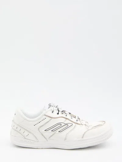 Balenciaga Women Hamptons Worn-out Leather Low-top Sneakers In Neutral