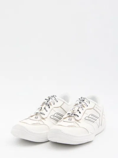 Balenciaga Women Hamptons Worn-out Leather Low-top Sneakers In Neutral