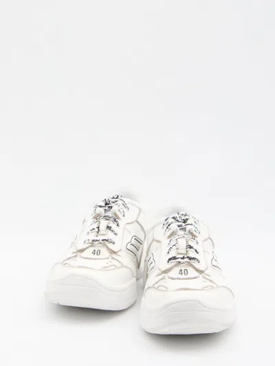 Balenciaga Women Hamptons Worn-out Leather Low-top Sneakers In Neutral