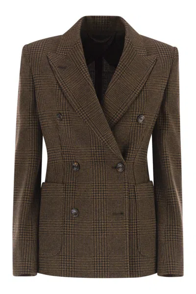 Max Mara Zulma - Patterned Wool Blend Jersey Blazer In Brown