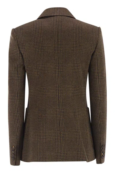Max Mara Zulma - Patterned Wool Blend Jersey Blazer In Brown