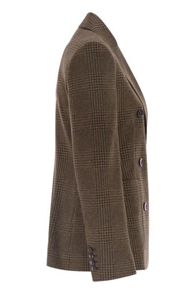 Max Mara Zulma - Patterned Wool Blend Jersey Blazer In Brown