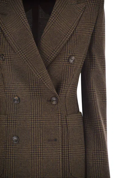 Max Mara Zulma - Patterned Wool Blend Jersey Blazer In Brown