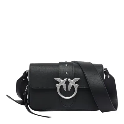 Pinko Love One Classic Leather Shoulder Bag In Black