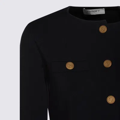 Twinset Black Viscose Casual Jacket In Black