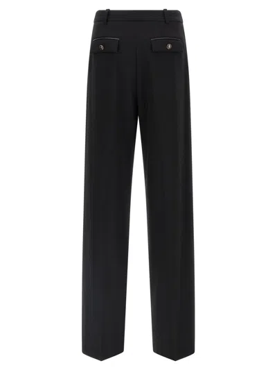 Elisabetta Franchi High-waisted Trousers With Wide Legs And Decorative Button Details In Black