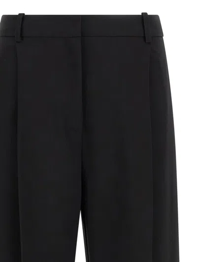 Elisabetta Franchi High-waisted Trousers With Wide Legs And Decorative Button Details In Black