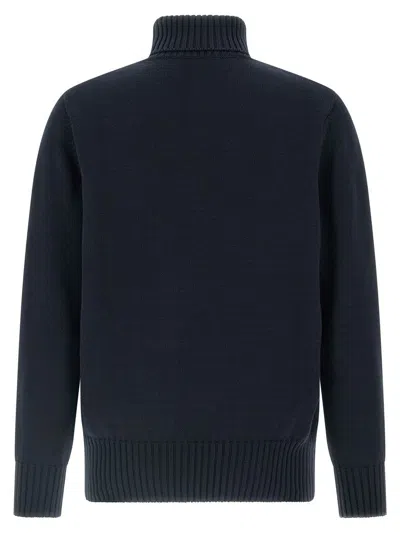 Givenchy Blue Turtleneck Sweater With Logo Lettering On The Front In Wool Man In Blue