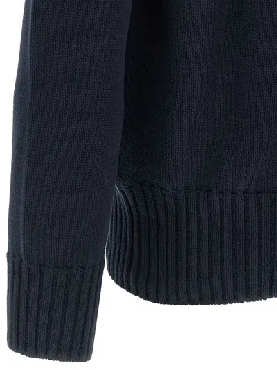Givenchy Blue Turtleneck Sweater With Logo Lettering On The Front In Wool Man In Blue