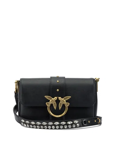 Pinko Mini Love One Slouchy Crossbody Bag In Black