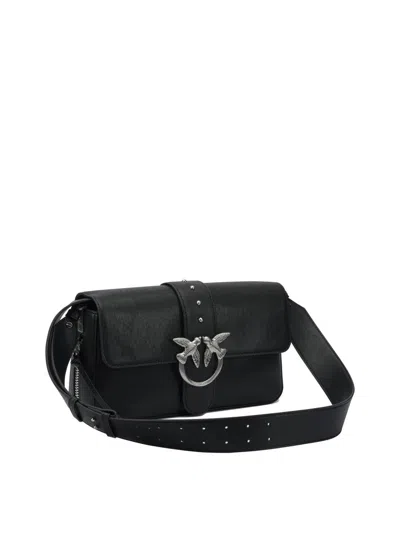 Pinko Love One Classic Leather Shoulder Bag In Black