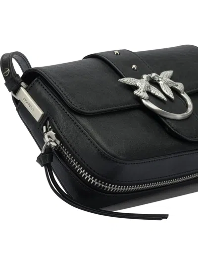 Pinko Love One Classic Leather Shoulder Bag In Black
