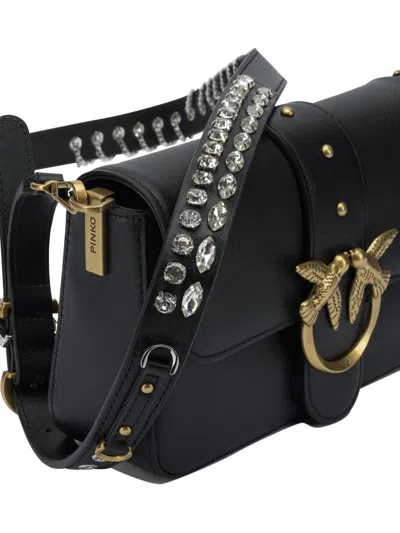 Pinko Mini Love One Slouchy Crossbody Bag In Black