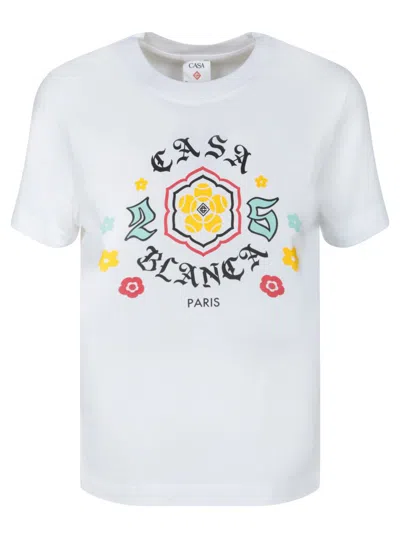Casablanca White Cotton T-shirt With Print In White