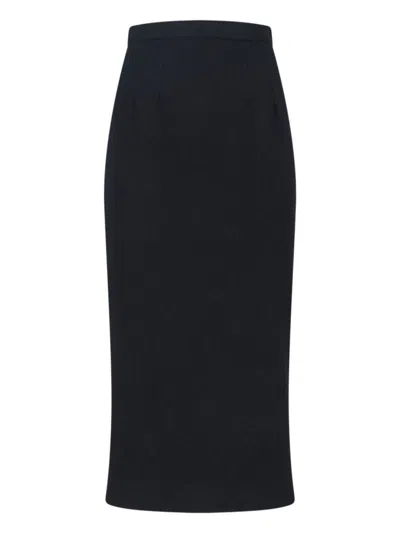 Dolce & Gabbana Virgin Wool Midi Skirt In Black