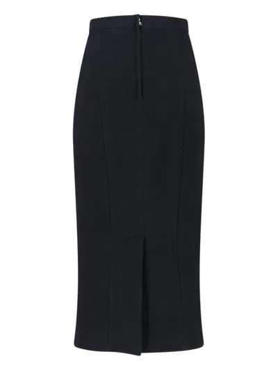 Dolce & Gabbana Virgin Wool Midi Skirt In Black