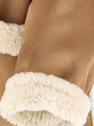 Dunst Beige Reversible Shearling Jacket With Classic Collar And Two Front Patch Pockets In Ecofur Man In Brown