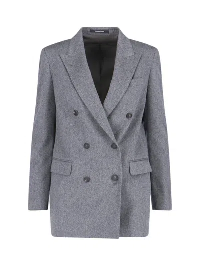 Tagliatore Jasmine Peak-lapels Double-breasted Blazer In Gray
